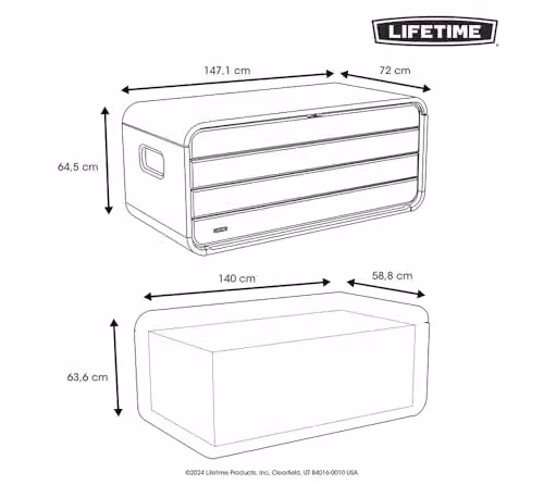 LIFETIME Dark Grey Plastic Garden Cushion and Storage Box, W/D/H: 147 x 72 x 65 cm – 5