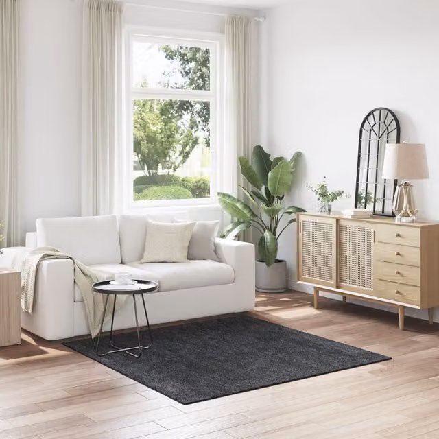 Berkfield Home Shaggy Square Rug in Dark Grey, W/D: 160 x 160 cm – 1