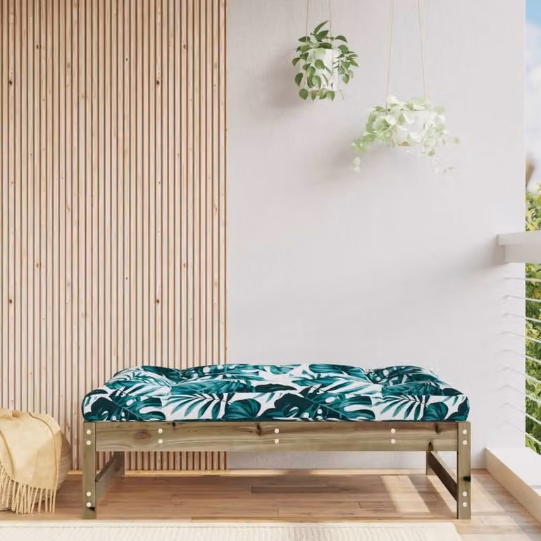 Berkfield Home Beautiful Garden Footstool in Brown Impregnated Pine, W: 120 cm, D: 80 cm