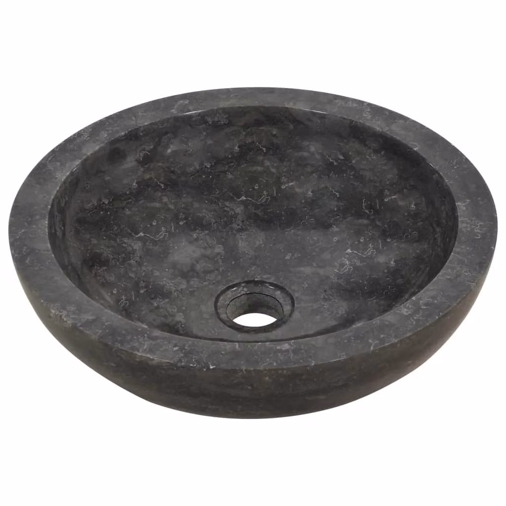 Berkfield Black Natural Stone Round Home Sink W/D/H: 40 x 12 x 12 cm – 2