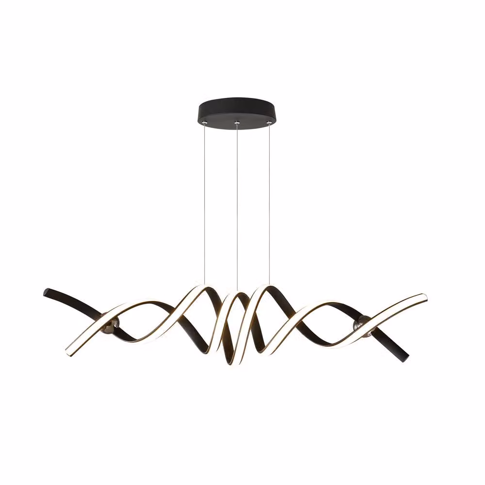 NIVOR Dimmable Spiral LED Pendant Light with Remote Control and Adjustable Height in Black – 5