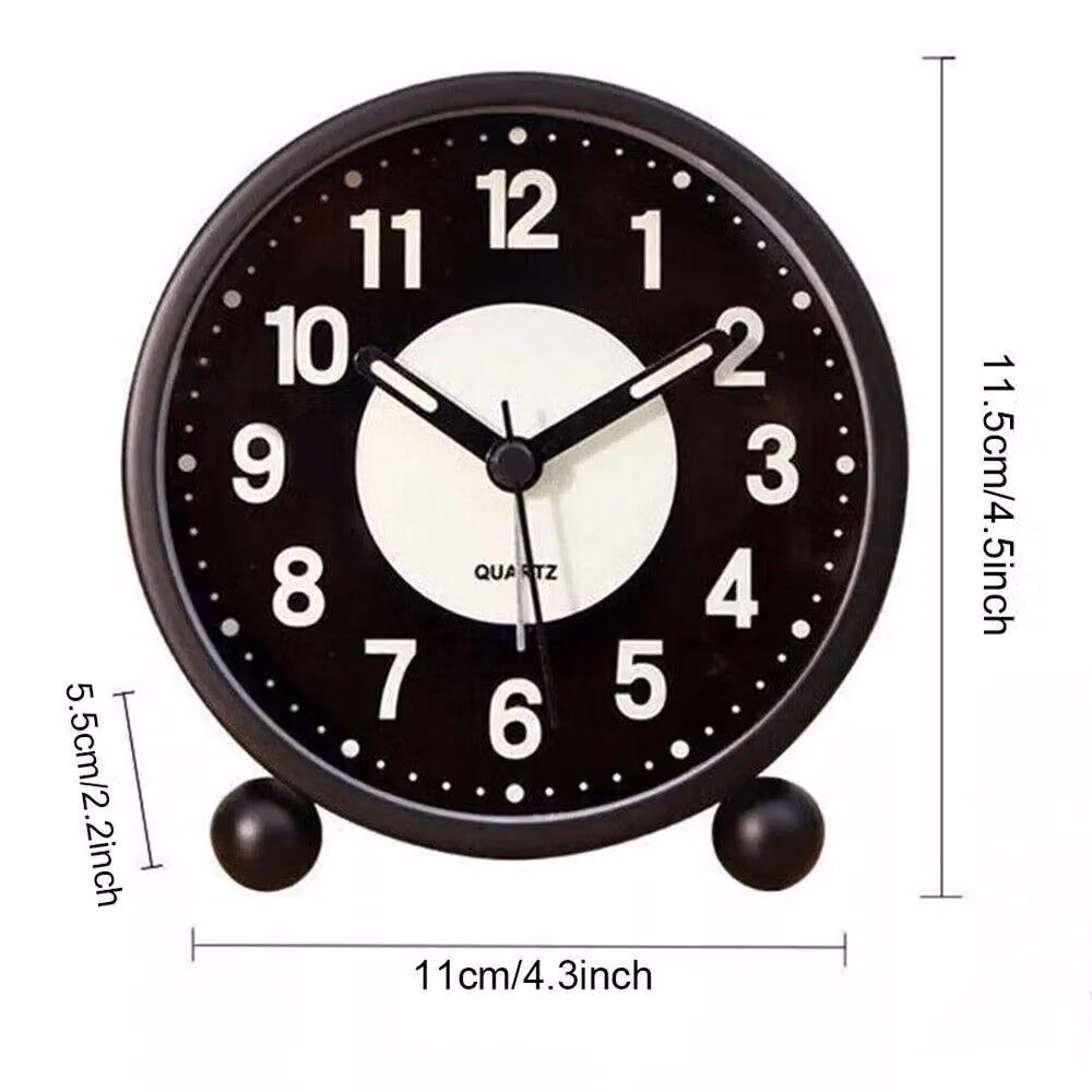 VOGREX Silent Non-Ticking Battery Powered Bedside Alarm Clock in Black – 2