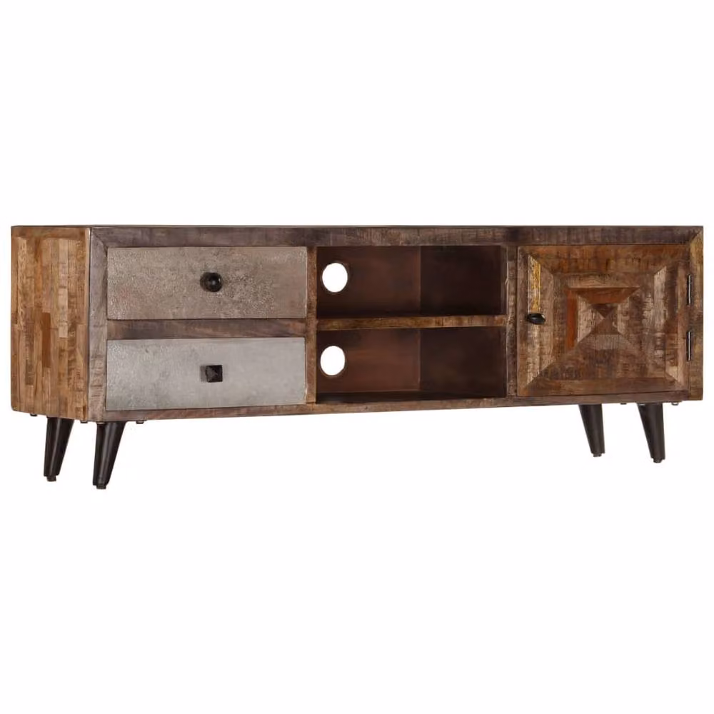 Berkfield Home Rustic Solid Mango Wood TV Cabinet in Brown, W/D/H: 118 x 40 x 40 cm – 2