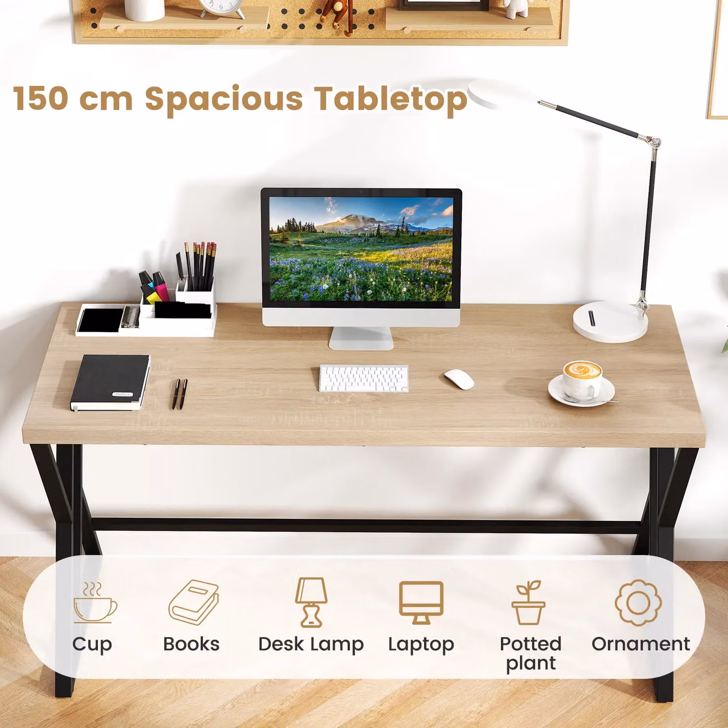 Costway Industrial Computer Desk in Grey and Black – 2