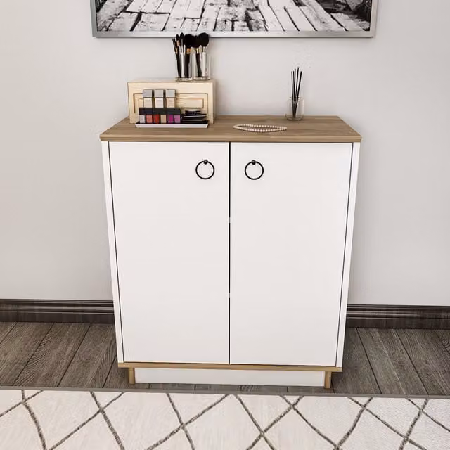 Decorotika Nuanse Freestanding Cupboard in White and Brown