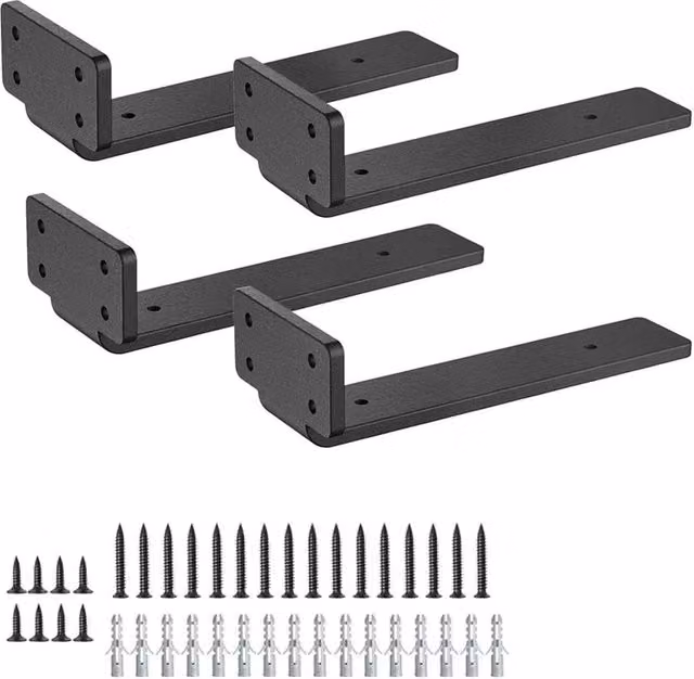 SPETLEK Heavy Duty Black Steel Concealed Floating Shelf Brackets – 1