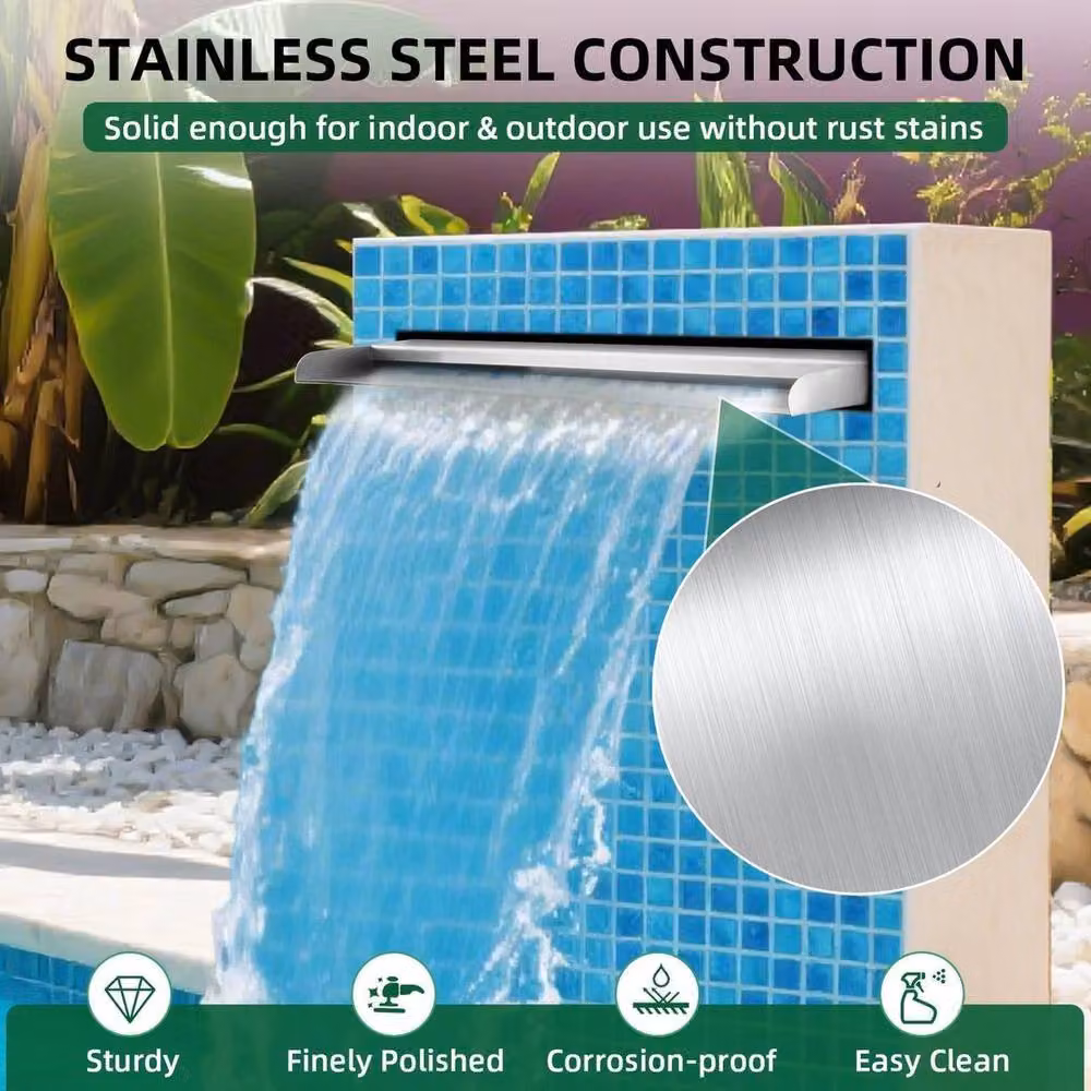 NESTLUNE Silver Stainless Steel Cascade Pond Waterfall Fountain, 30 cm – 3