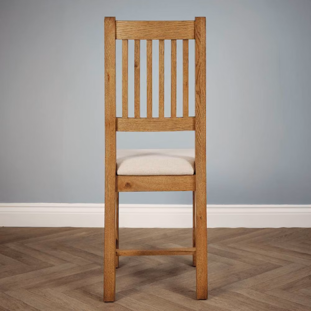 Elm Home And Garden Rustic Oak Dining Chair with Upholstered Seat in Brown – 2
