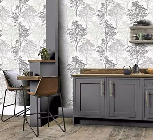 Arthouse Wildwood Grey Floral Nature Vinyl Wallpaper Roll – 3