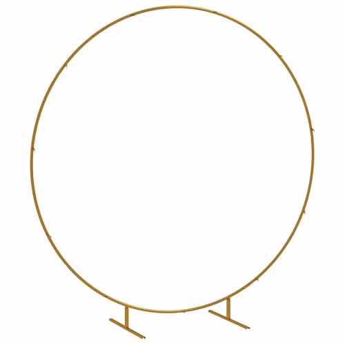 Outsunny Gold Tone Round Wedding Arch and Backdrop Stand – 1