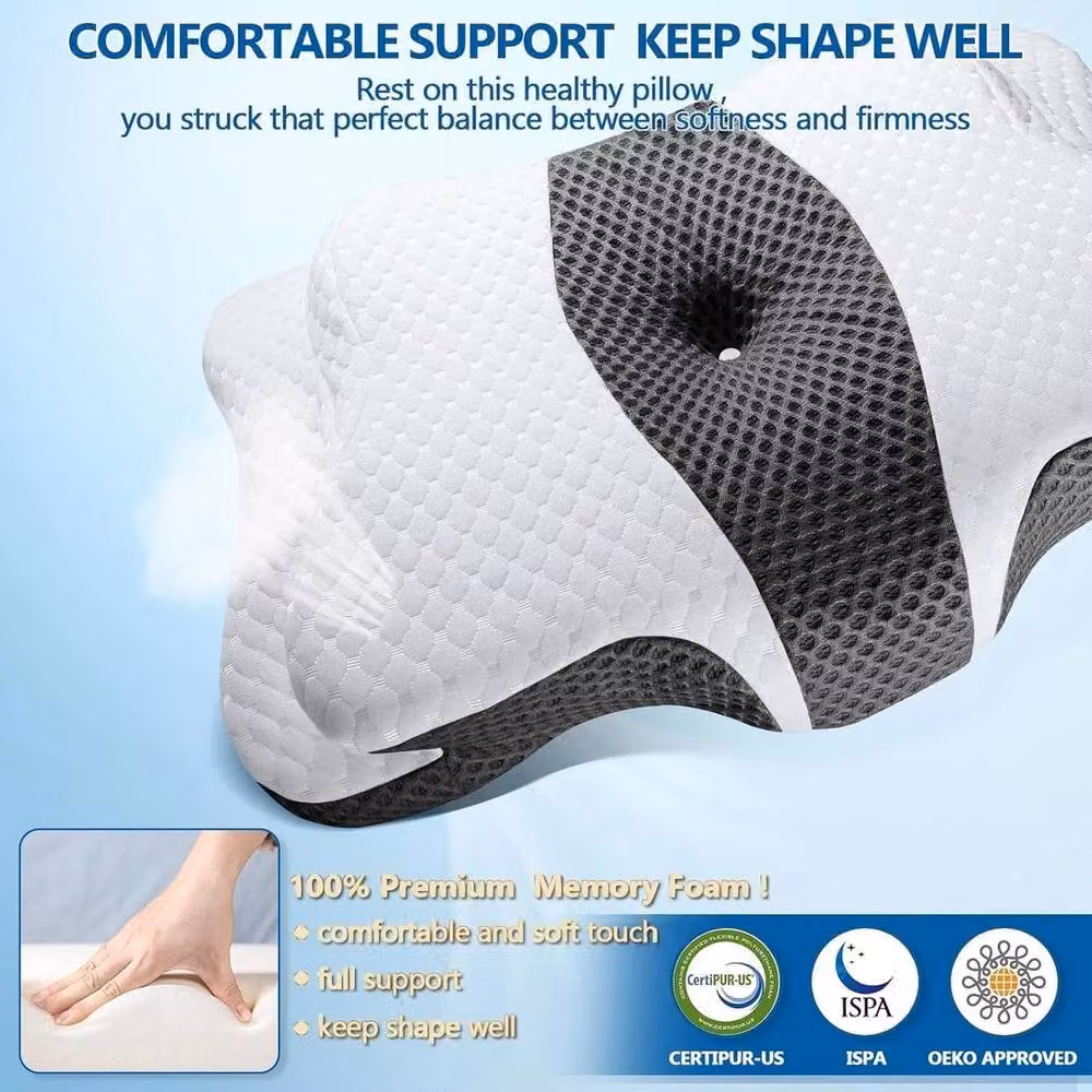 PAWNORA Grey Memory Foam Cervical Pillow for Adults – 5