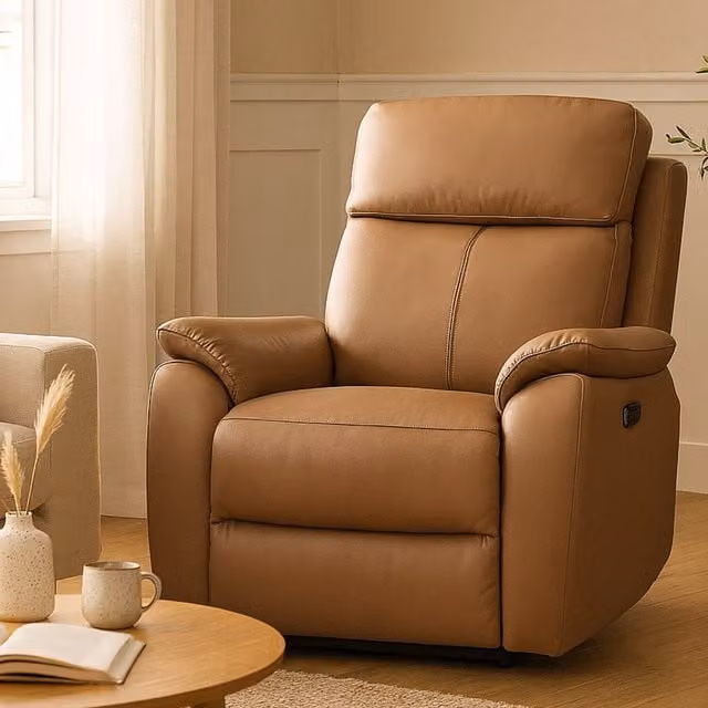 Aspire Kingsmere Power Recliner Armchair in Brown Leather and Synthetic Leather