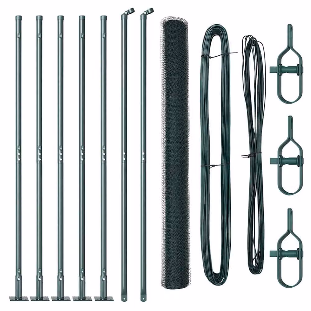 Berkfield Home Green Powder-Coated Steel Hexagon Fence, H: 1.6 m x W: 10 m – 4