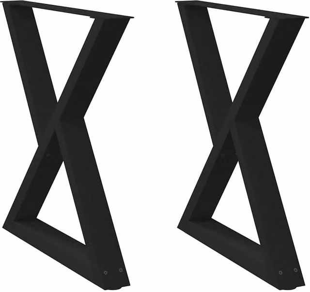 Berkfield Home Steel Dining Table Legs, 2 Pieces, Black, H: 72 cm, W: 80 cm – 1