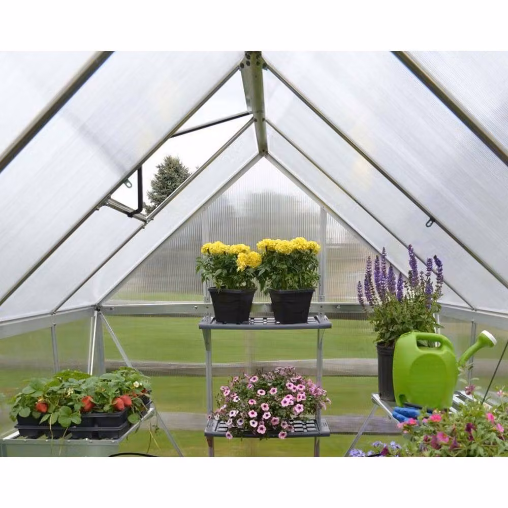 Palram Mythos Polycarbonate Greenhouse in Silver, W185 x D247 x H208 cm – 3