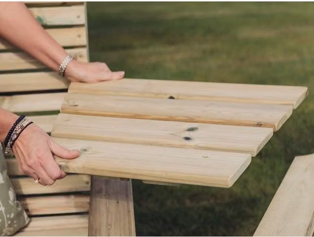 Churnet Valley Garden Furniture Ltd Angled Timber Tray for Connecting Companion Sets in Brown – 1