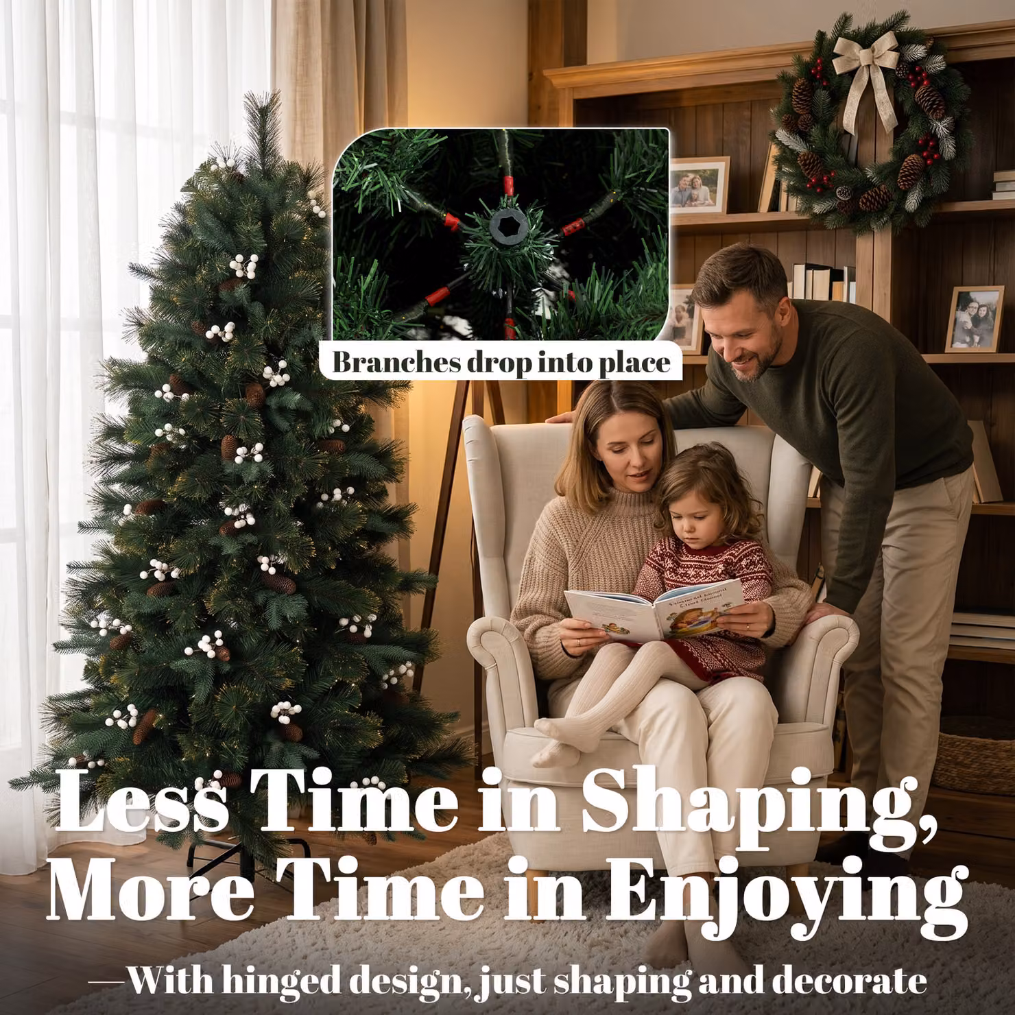 HOMCOM 5ft Green Artificial Fir Christmas Tree with 490 Branch Tips and Metal Stand – 5