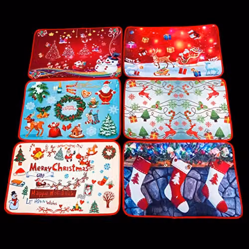 Shatchi Christmas Theme Printed Non-Slip Rectangular Doormat, Multicolour and Red, W/D/H: 38.5 x 38.5 x 1.0 cm – 1