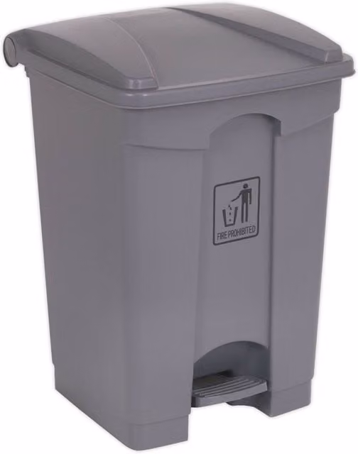 Loops 45 Litre Square Plastic Pedal Bin in Grey and Multicolour, W/D/H: 39 x 40 x 60 cm