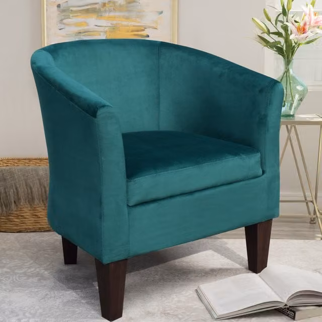 Comfy Living Brushed Velvet Tub Chair in Petrol Green