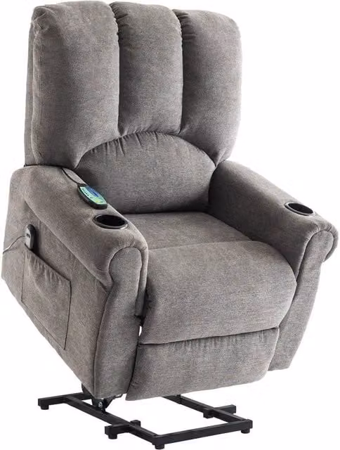 FORGEVIO Electric Riser Recliner Chair in Grey Fabric with Power Lift Assist and Massage Function – 1