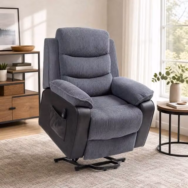 STILVORA Dark Grey Electric Lift Recliner Armchair with USB