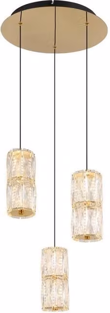 Netlighting Stefanie Cluster Pendant Ceiling Light in Gold/Brass with Transparent Glass and LED Warm White 3000K