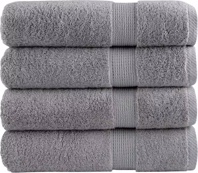 Berkfield Home SOLUND Premium Cotton Terry Bath Towels, 4 Piece Set, Grey, W: 150 cm, H: 100 cm, 600gsm – 1