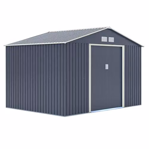 Rowlinsons Trentvale Metal Apex Gable Shed in Grey, W: 321 cm, D: 241 cm, H: 205 cm – 3