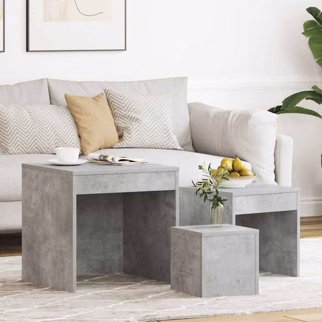 Berkfield Home Nesting Tables, 3 Piece Set in Concrete Grey Engineered Wood
