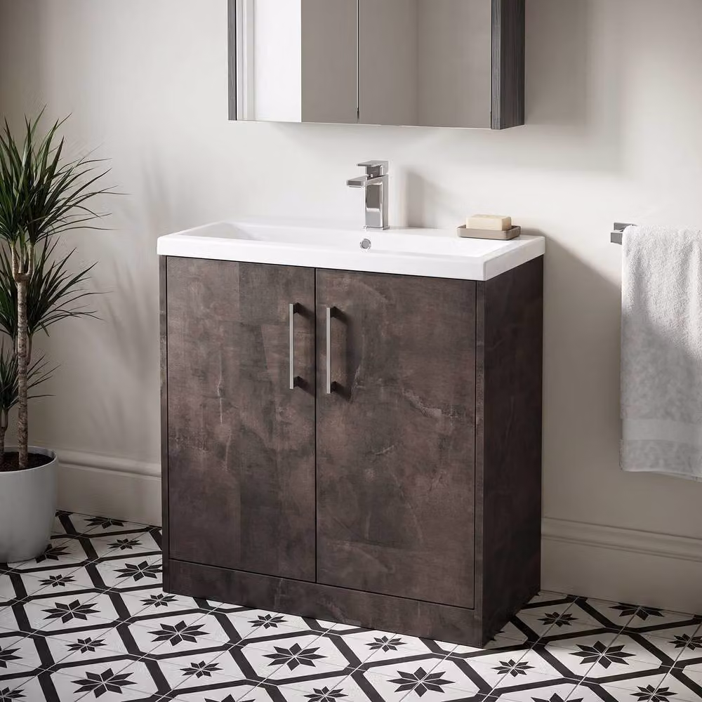 Balterley Winshill Contemporary 2 Door Floor Standing Bathroom Vanity Basin Unit, Grey, W: 80 cm – 2