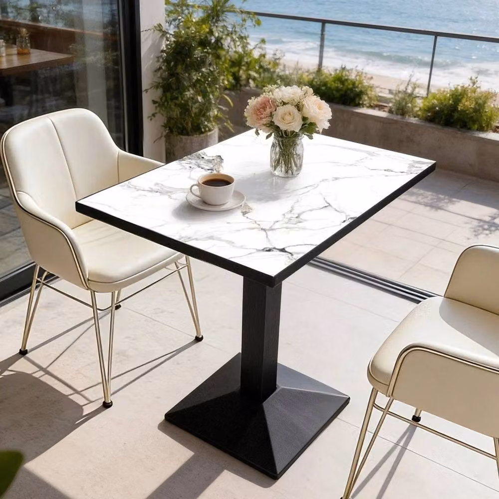 PAWNORA Modern Square Ceramic Kitchen Dining Table in White – 3