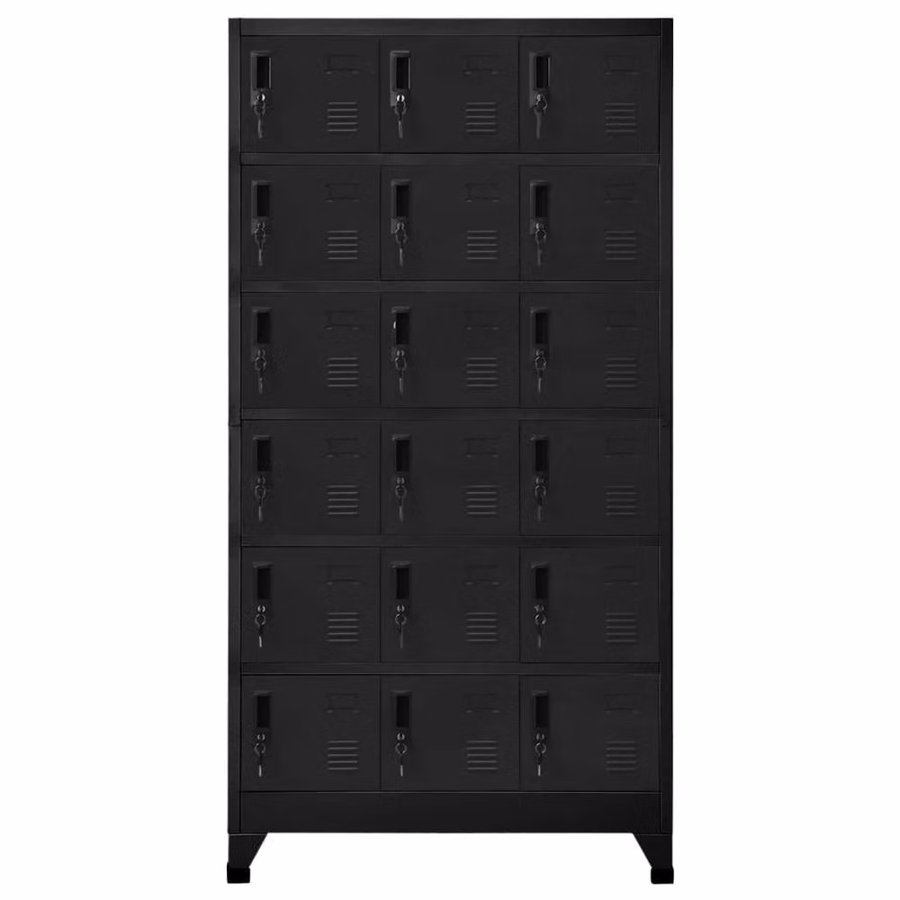 Berkfield Home Black Steel Locker Cabinet with Hinged Doors, W/D/H: 90 x 40 x 180 cm – 2