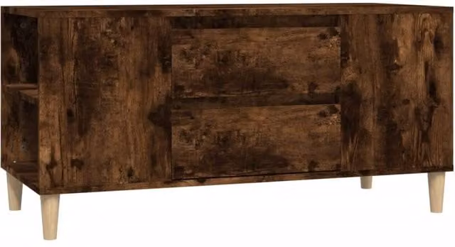 Berkfield Home Smoked Oak TV Cabinet in Brown, W/D/H: 102 x 44.5 x 50 cm – 1