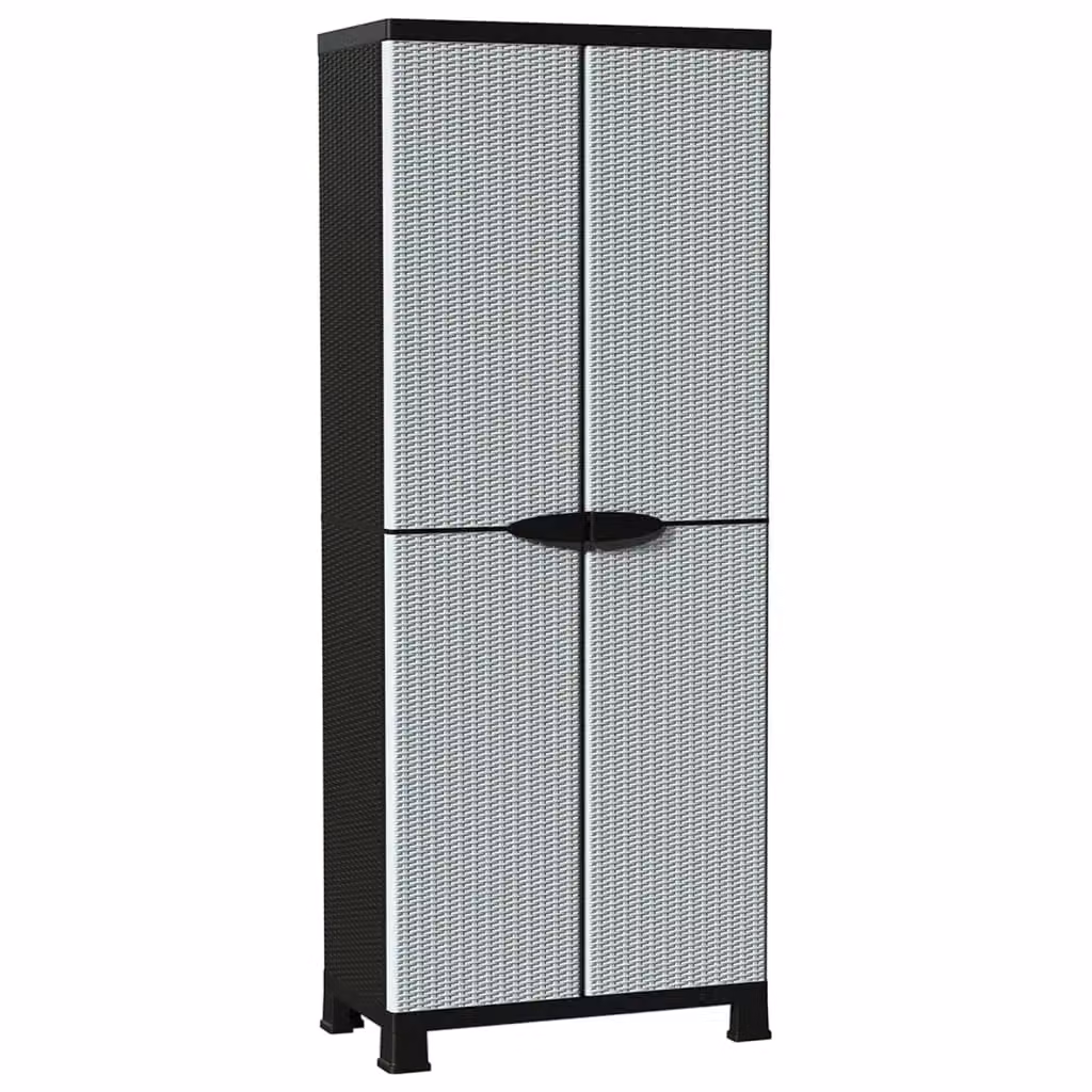 Berkfield Home Plastic Rattan Design Cabinet in Grey, W/D/H: 68 x 39 x 171.5 cm – 2