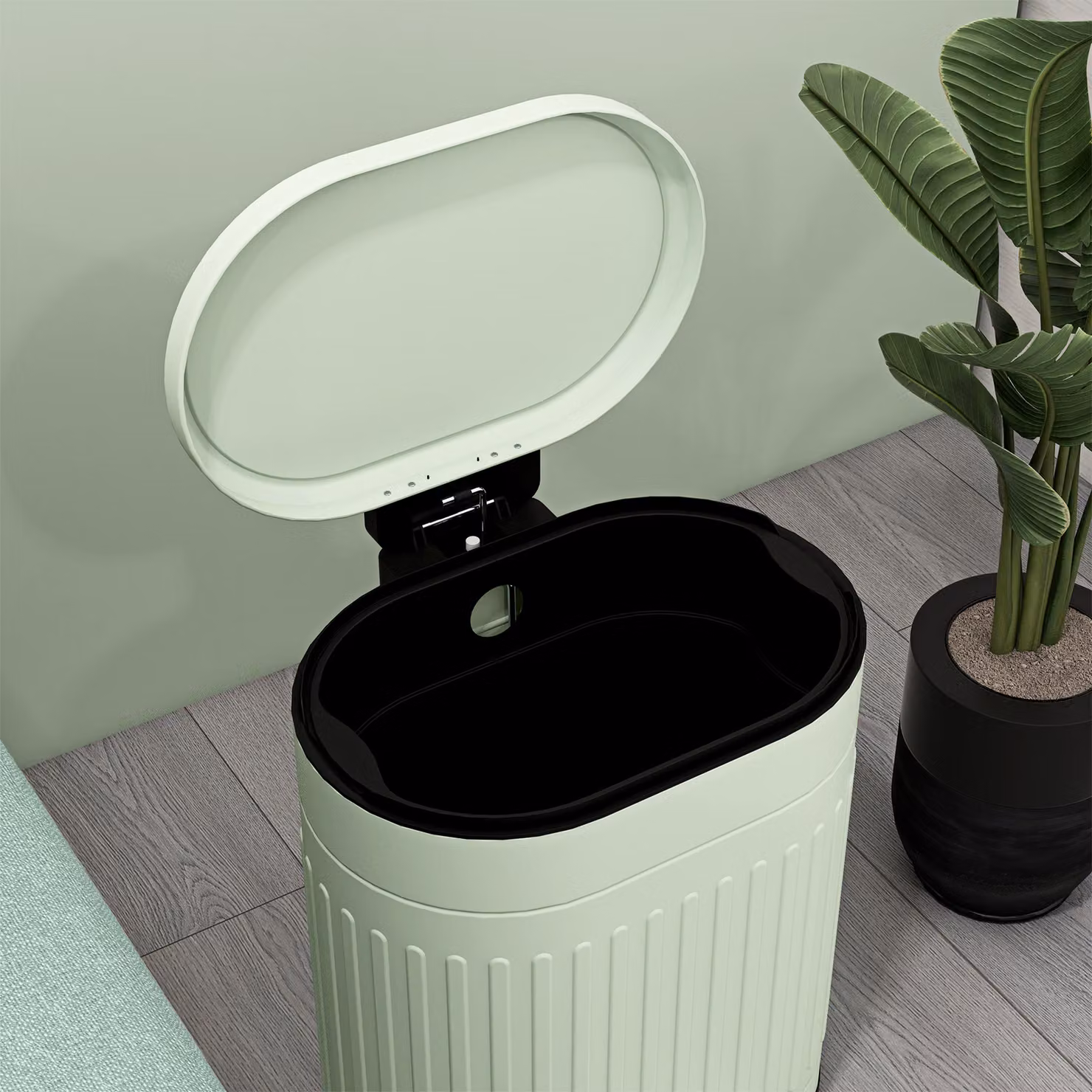 HOMCOM 20L Metal Pedal Bin with Soft-Close Lid and Removable Inner Bucket, Light Green – 4