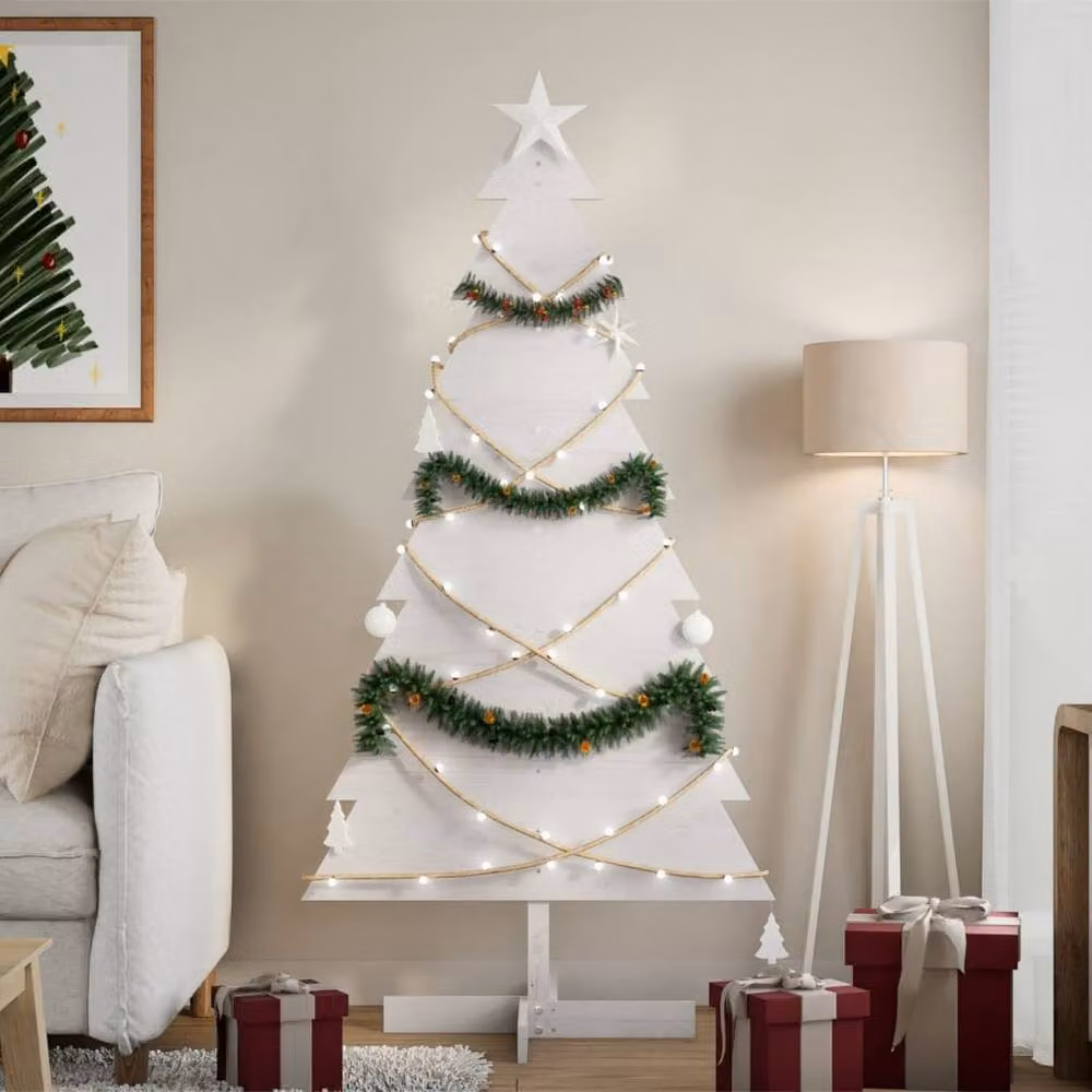 Berkfield Home White Wooden Christmas Tree Decoration, Height: 150 cm – 2