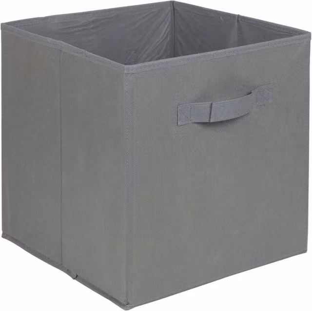 Kelvenix 4 Pack Grey Foldable Fabric and Cardboard Storage Boxes with Handles, W: 50 cm, D: 50 cm, H: 50 cm