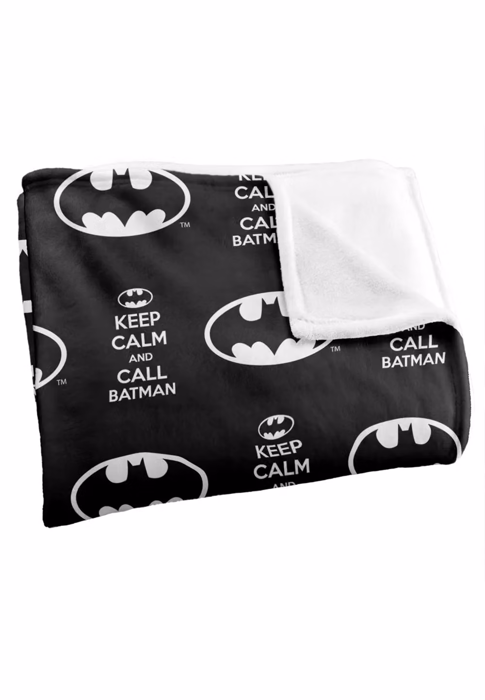 Batman Keep Calm & Call Pattern Officially Licensed Super Soft White Throw Blanket W: 152 cm, D: 127 cm – 2