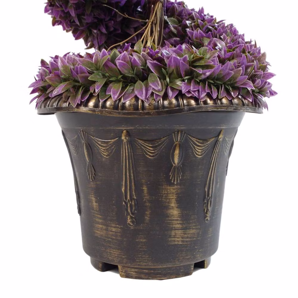 Botanik Leaf Pair of Purple Spiral Artificial Topiary Trees with Planters, Height: 120 cm – 5