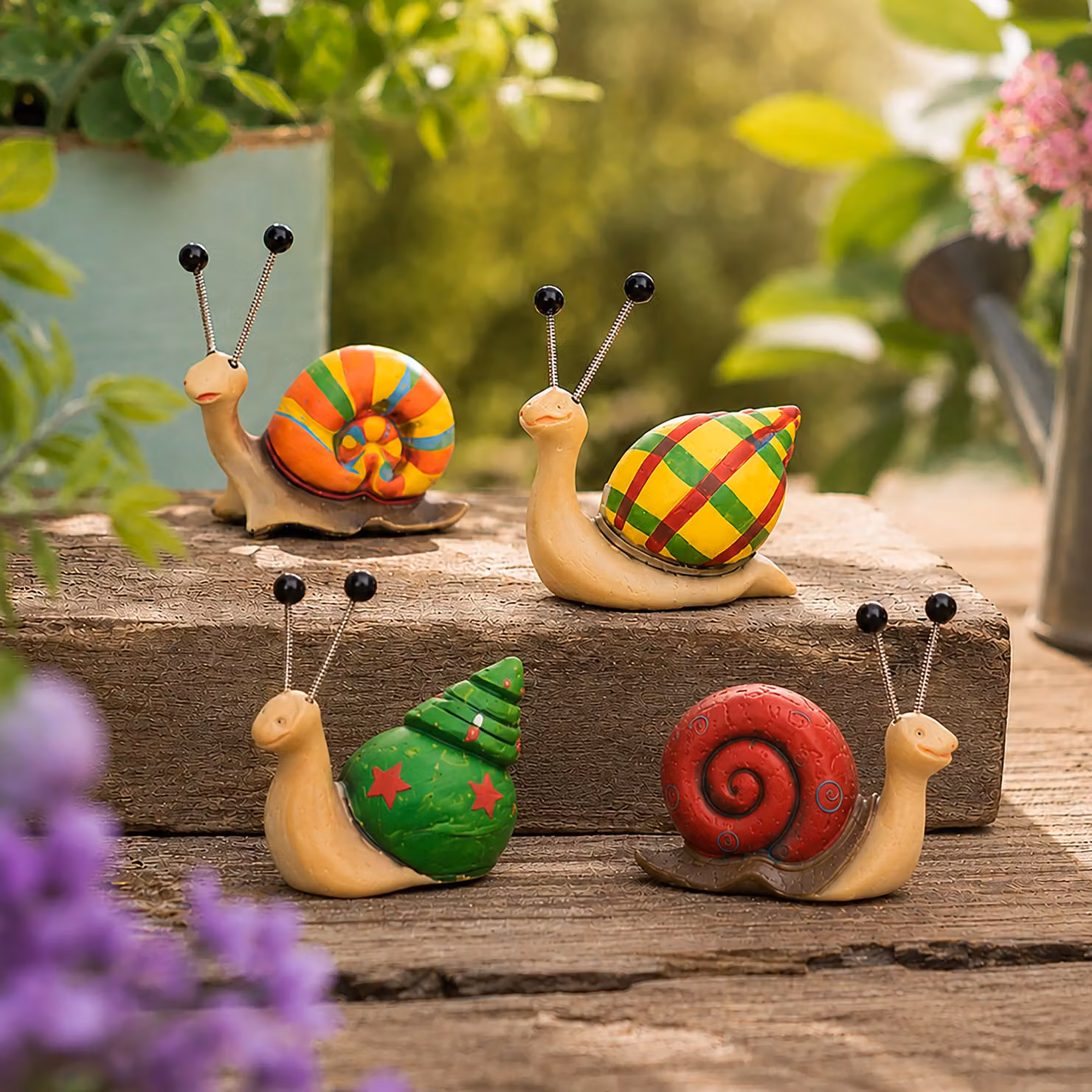 Marco Paul Pack of 4 Multicoloured Snail Garden Ornaments – 3