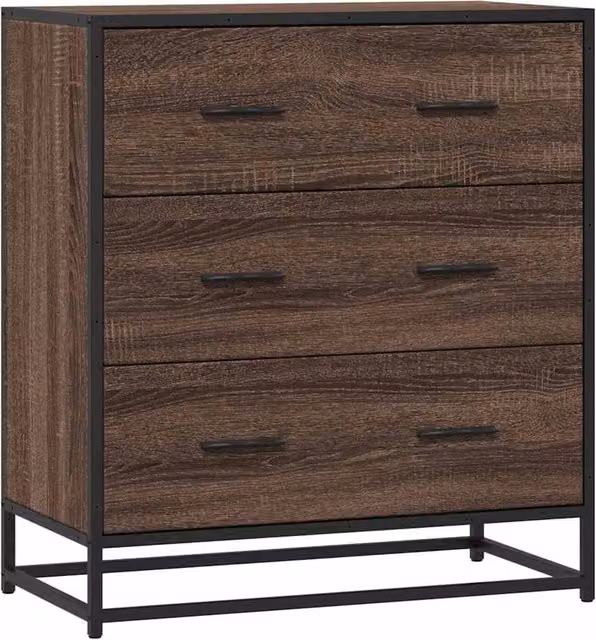 Berkfield Home Industrial Sideboard in Brown Oak, W/D/H: 68 x 35 x 76 cm
