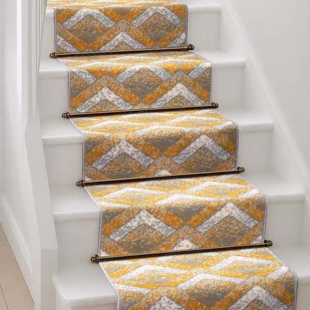 Bravich LTD Modern Zigzag Hallway Runner Rug in Yellow, W: 60 cm, L: 720 cm