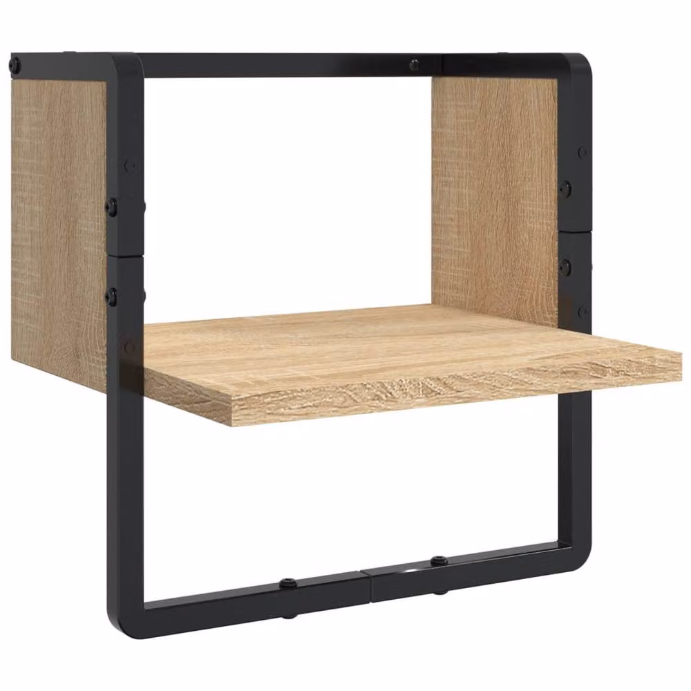 Berkfield Home 6 Piece Wall Mounted Shelf Set with Hanging Rods in Sonoma Oak Brown – 4