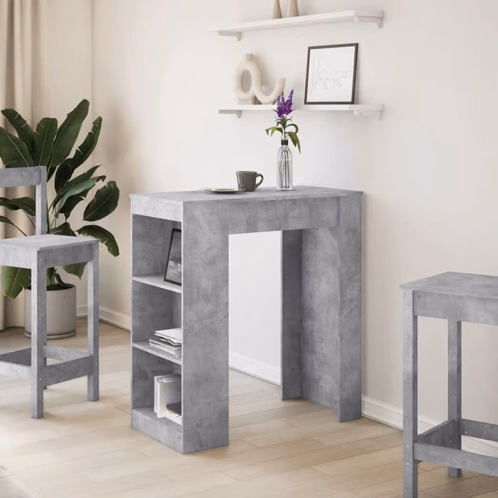 Berkfield Home Bar Table with Racks in Concrete Grey, W/D/H: 95 x 47 x 103.5 cm – 2