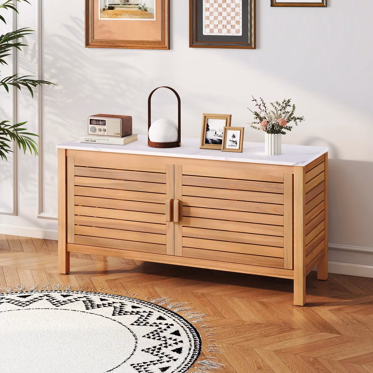 Costway 2-Door Acacia Wood Patio Storage Cabinet in Natural – 6