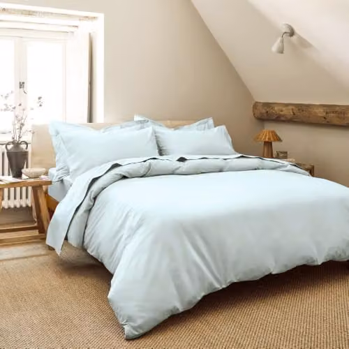 Christy Organic Cotton Percale King Fitted Sheet in Duck Egg Blue, 150 x 200 cm – 3