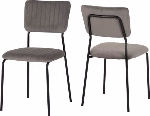 Seconique Sheldon Set of 4 Grey Velvet Dining Chairs with Metal Cantilever Base – 1