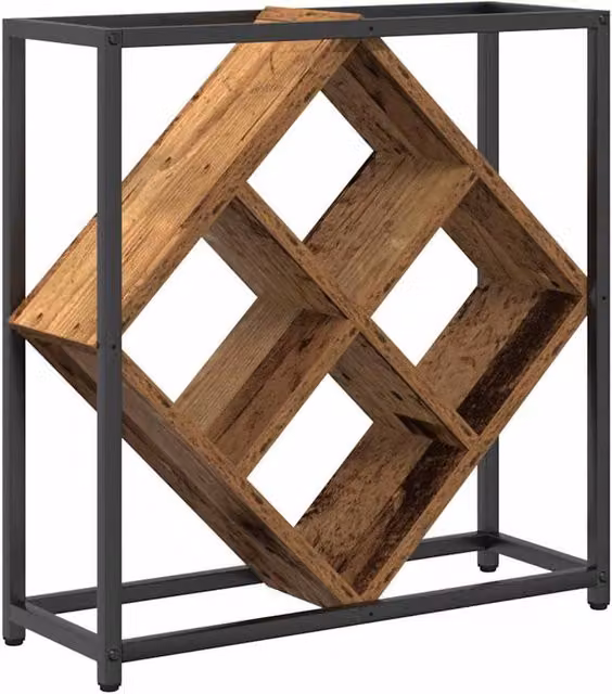 Berkfield Home Rustic Old Wood Wine Rack in Brown, W: 51 cm, D: 18 cm, H: 52.5 cm