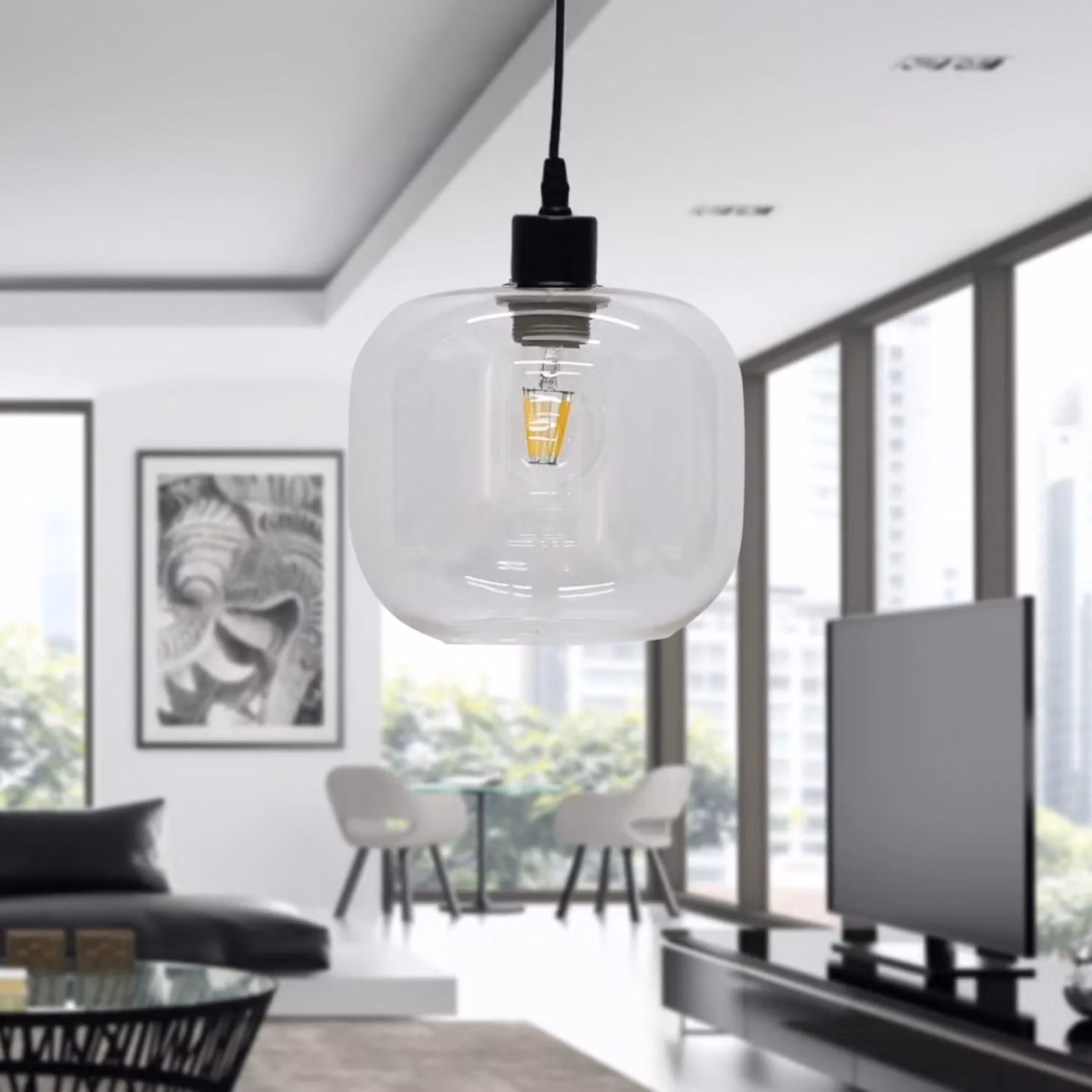 First Choice Lighting Bletch Transparent Glass Easy Fit Pendant Shade – 2